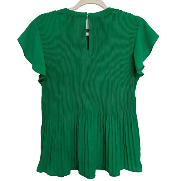 Adrianna Papell Pleated Flutter Sleeve Blouse Kelly Green Size Medium NWT - Picture 6 of 7